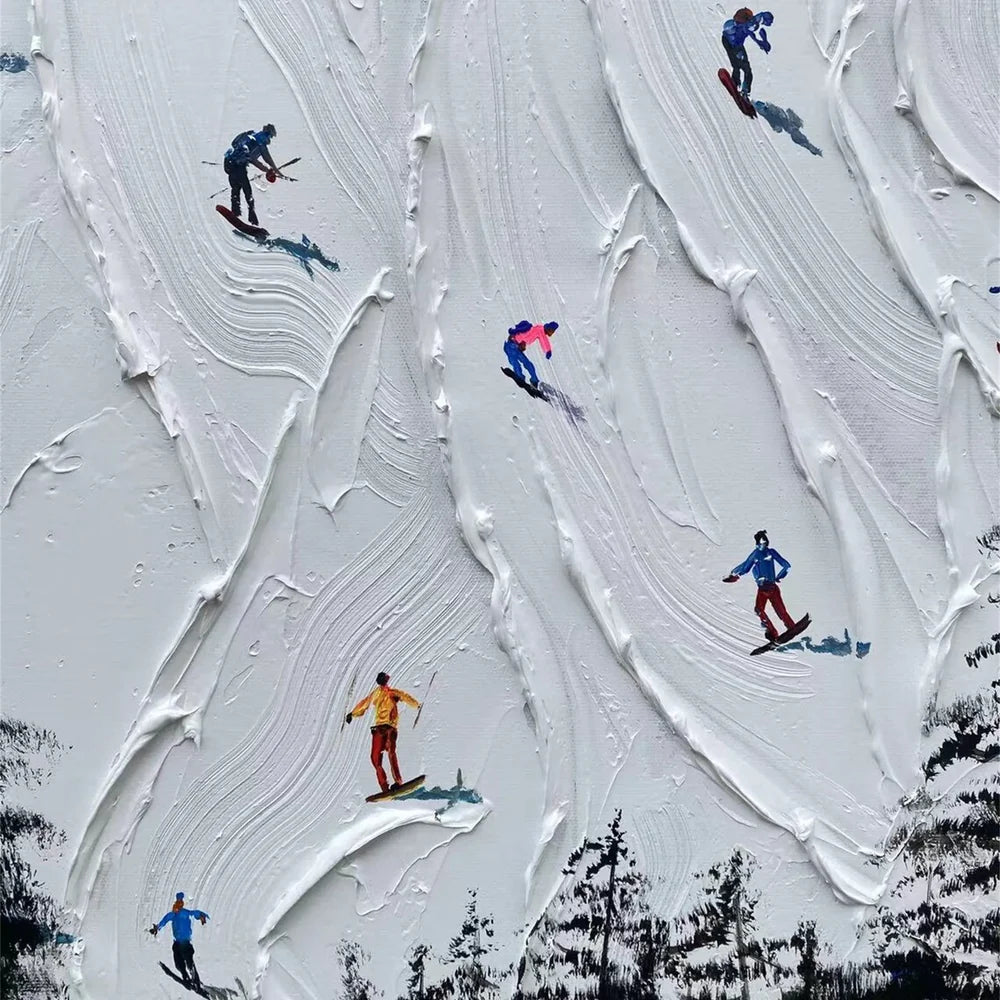 Skiing Sport Textured Canvas Painting #PB012