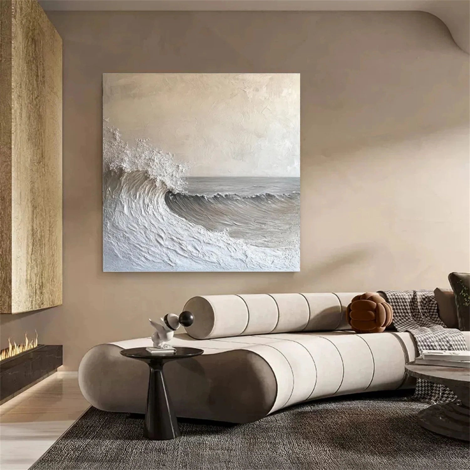 Minimalist Ocean And Sky Textured Canvas Art #OC085