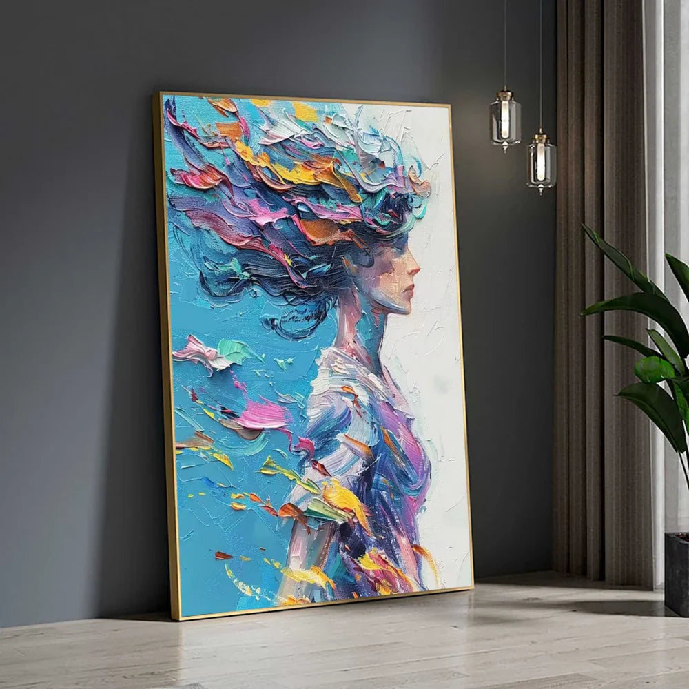 Colorful Abstract Portrait Textured Wall Art # LA011