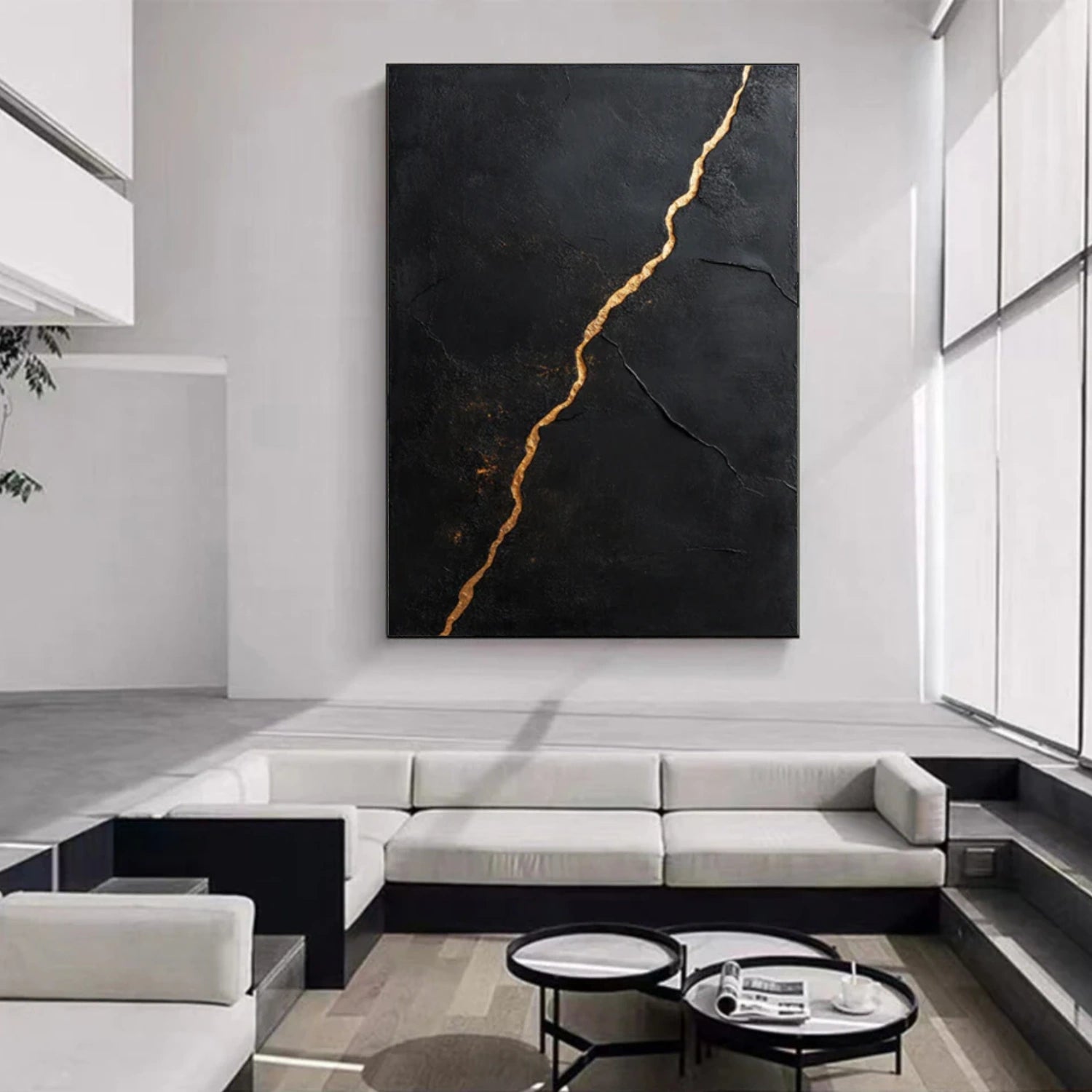 Black Minimalist Textured Canvas Art #WZ101