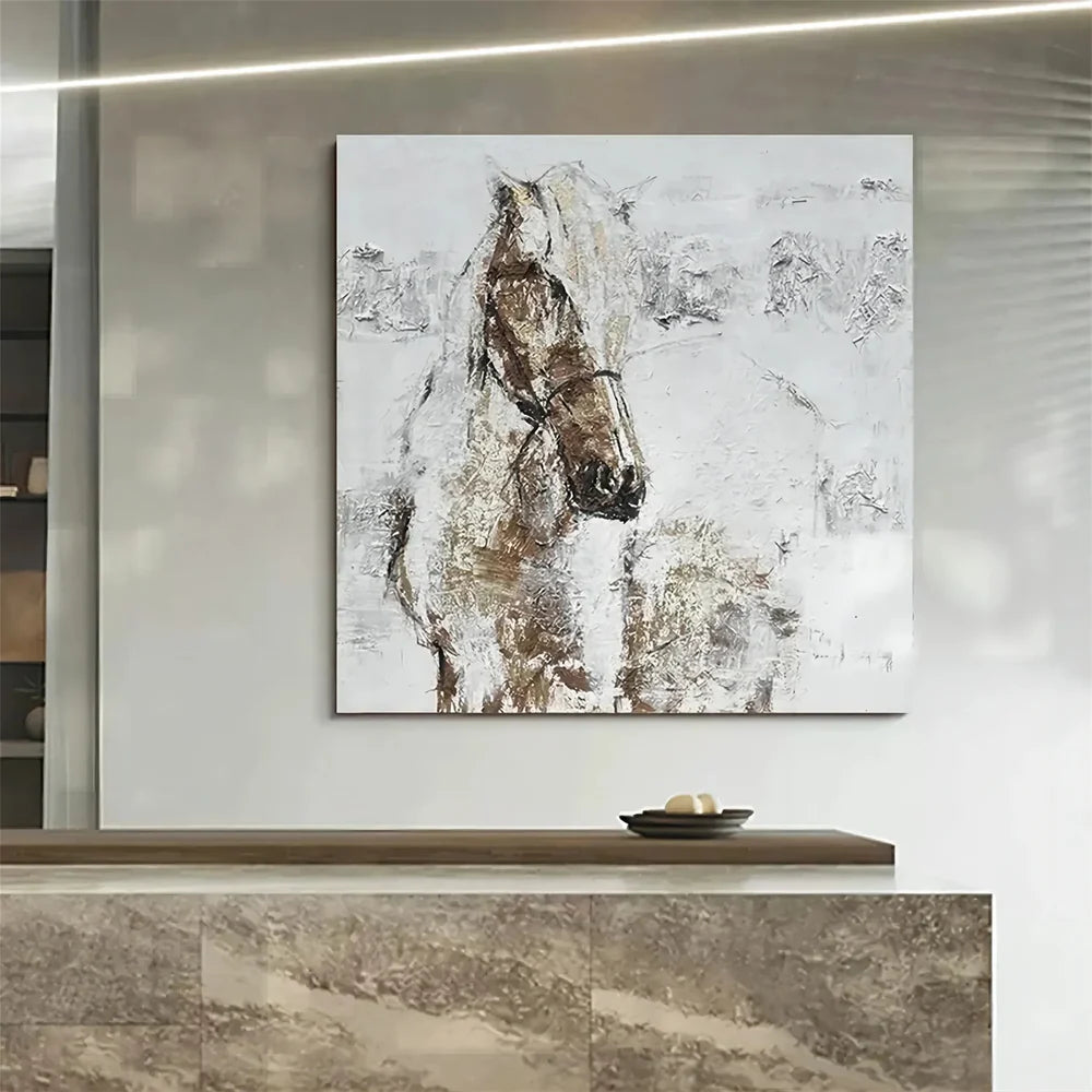 Abstract Animal Horse Textured Canvas Art #DW043