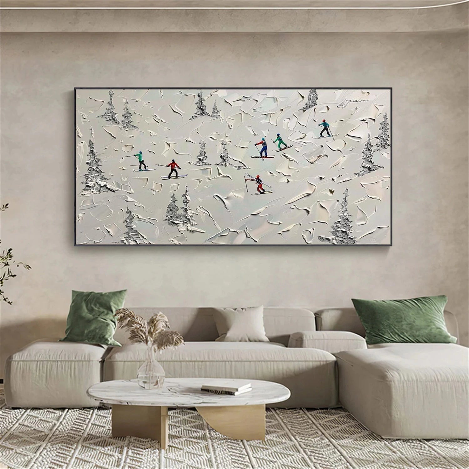 Skiing Sport Textured Canvas Painting #PB073