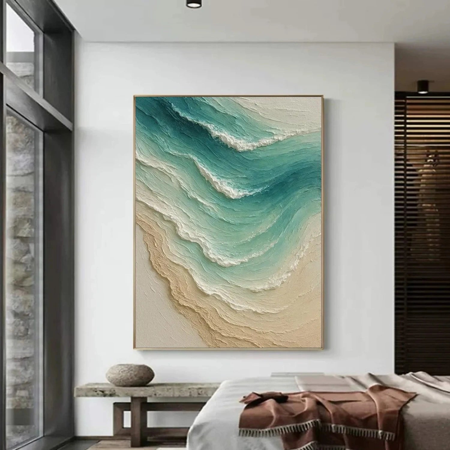 Minimalist Ocean And Sky Textured Canvas Art #OC106