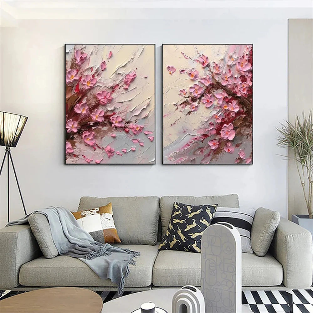 Abstract Flower And Tree Textured Canvas Art Set of 2 #MF064