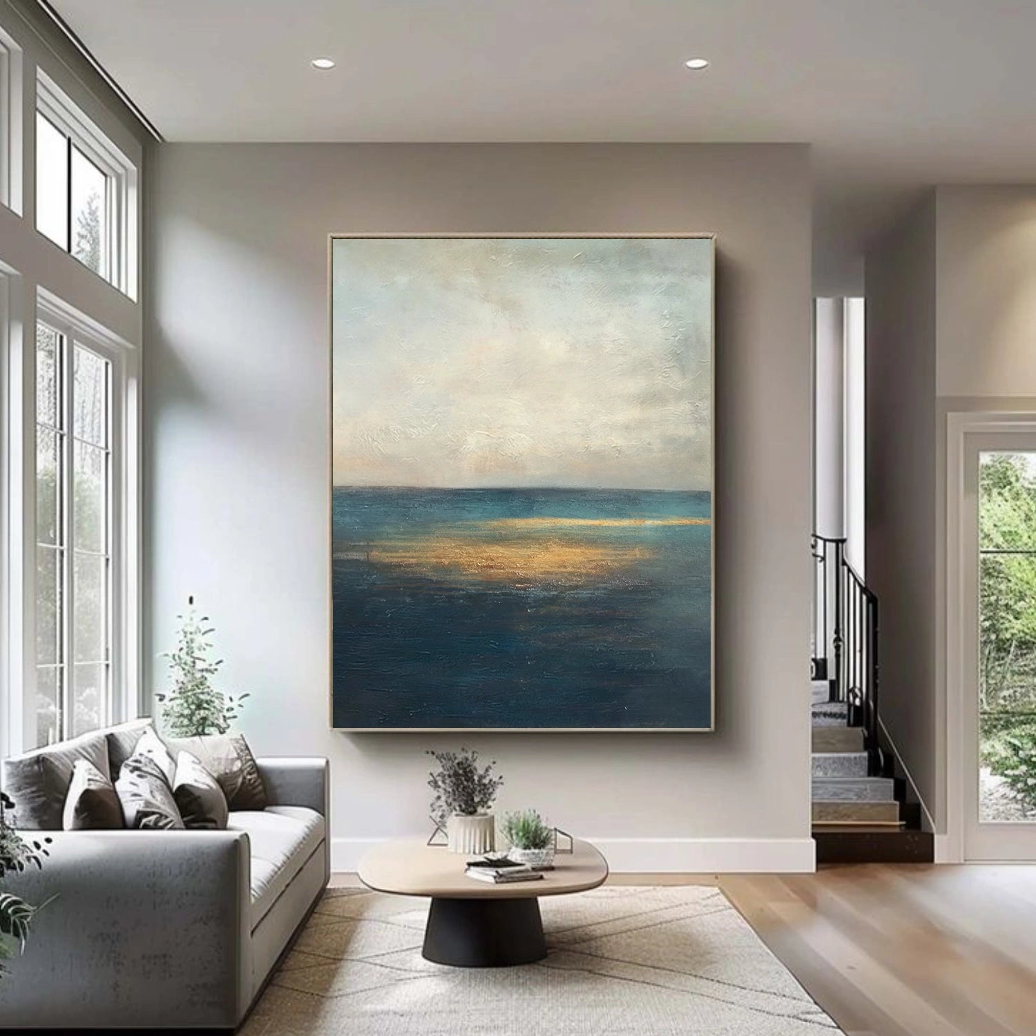 Blue and Gold Abstract Wall Art #VA209