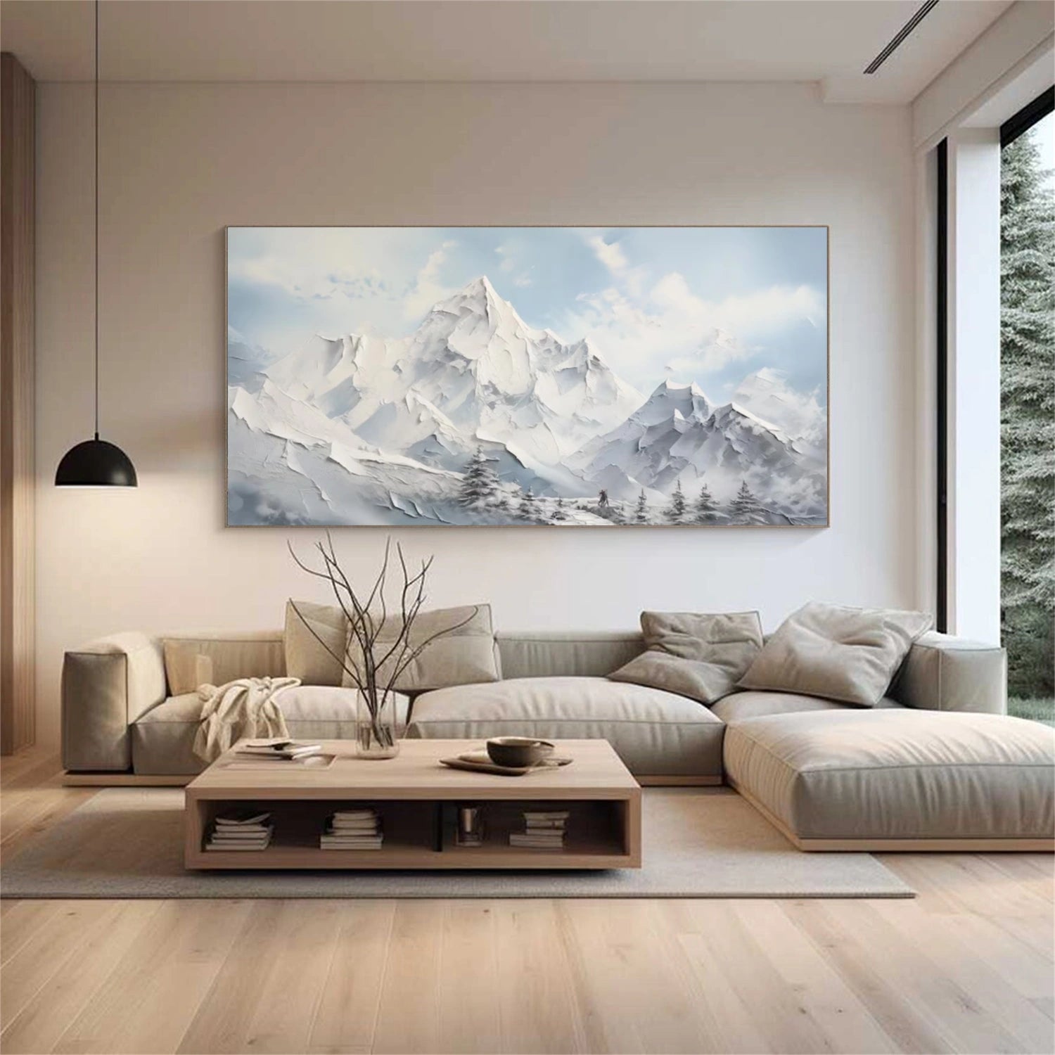 Minimalist Mountain Textured Canvas Art #BT046