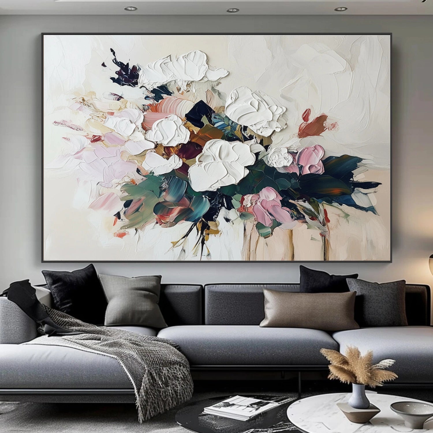 Abstract Flower And Tree Textured Canvas Art #MF153