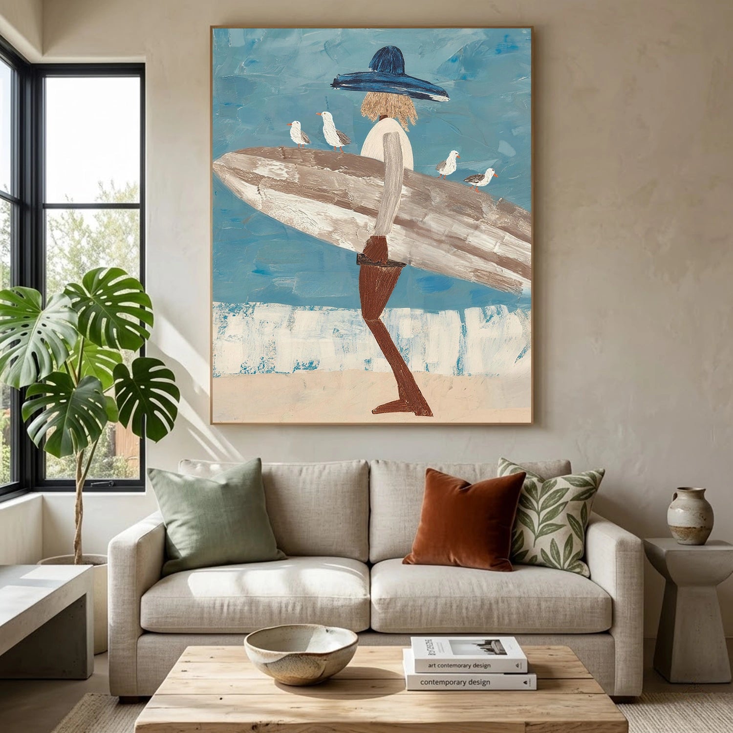 Surfing Sport Textured Canvas Painting #PB090