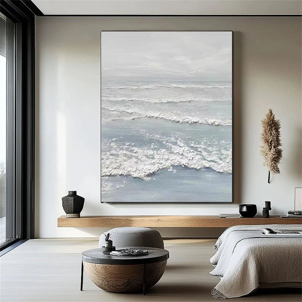 Minimalist Ocean And Sky Textured Canvas Art #OC046