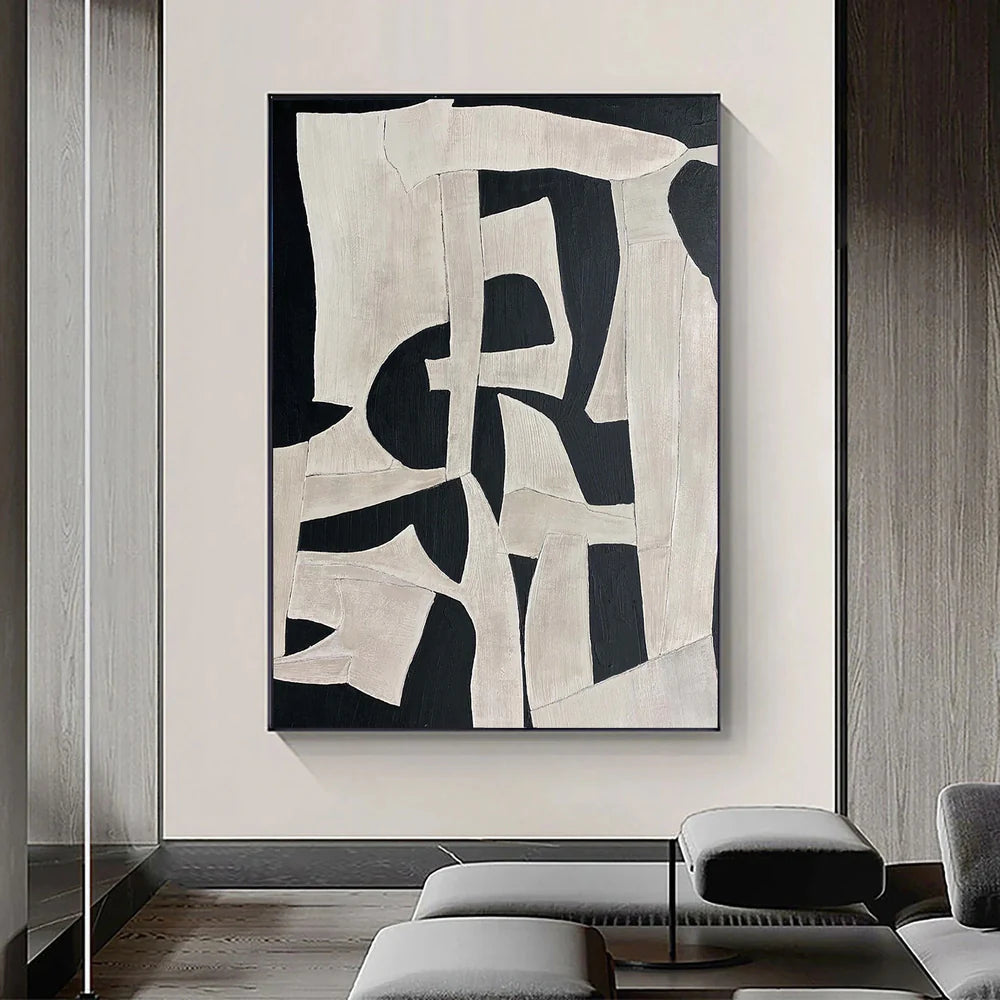 Black & Beige Wabi Sabi Textured Wall Art #VS023