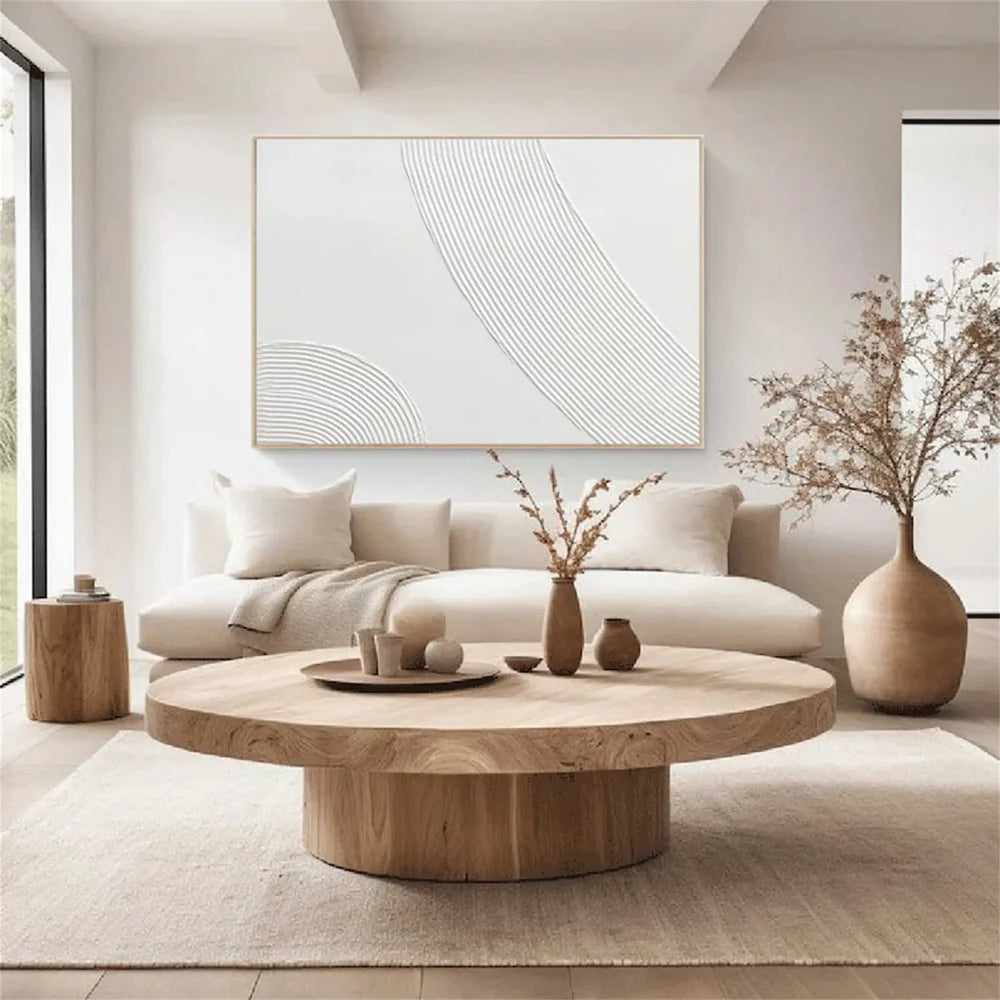 White Minimalist Textured Wall Art #WM061