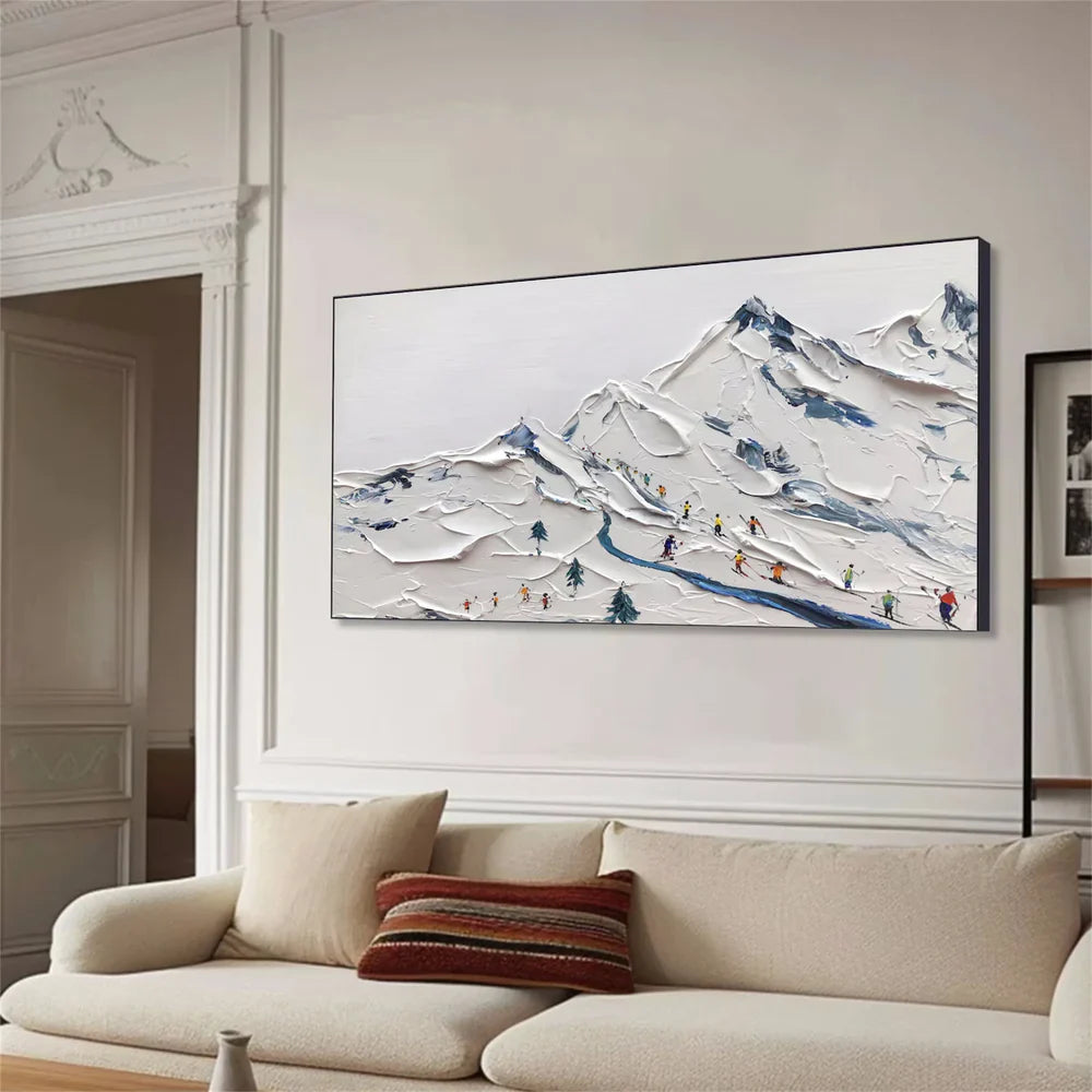 Skiing Sport Textured Canvas Painting #PB003
