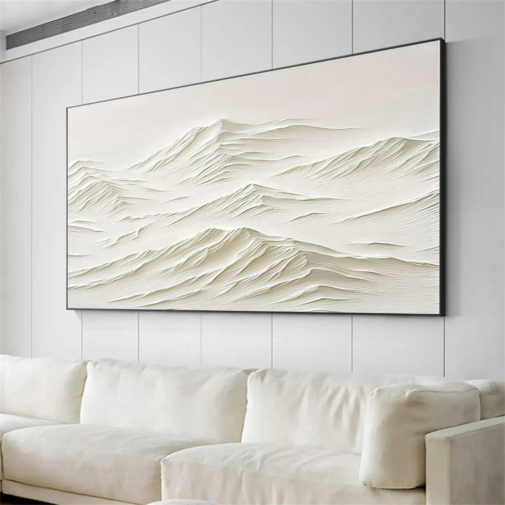 Beige Minimalist Mountain Textured Canvas Art #BT026