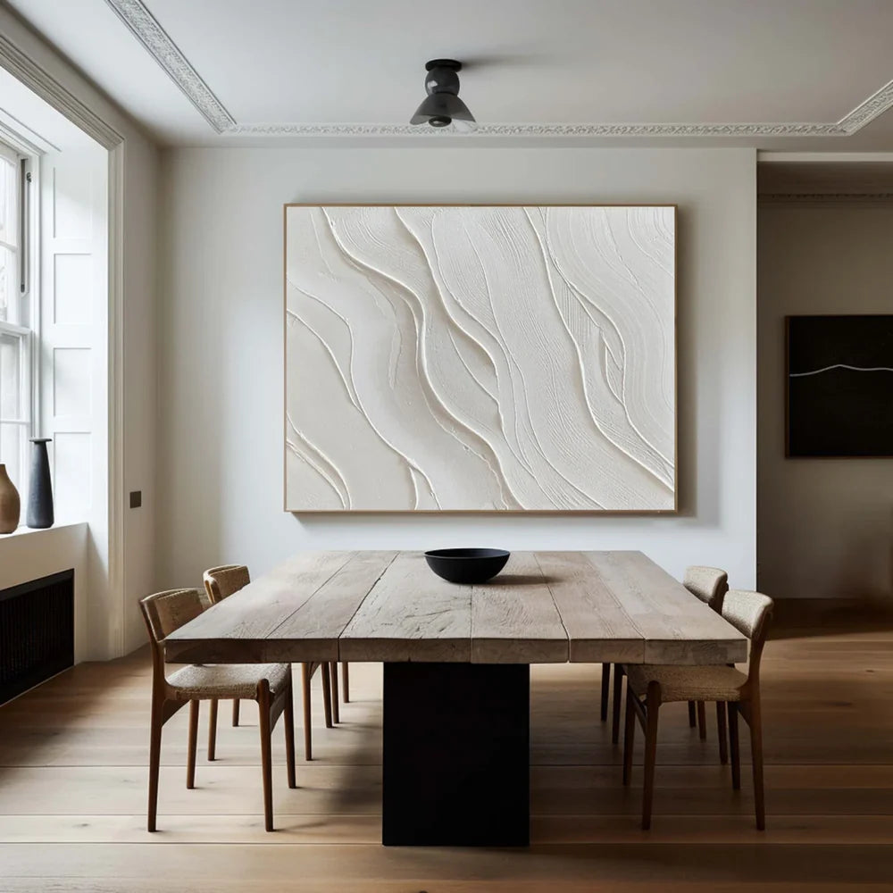 White Minimalist Textured Wall Art #WM021