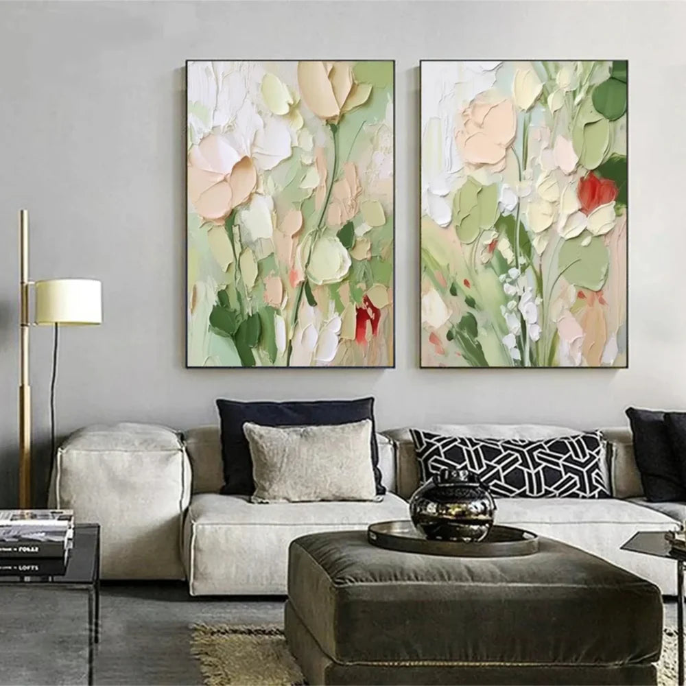 Abstract Flower And Tree Textured Canvas Art Set of 2 #MF054