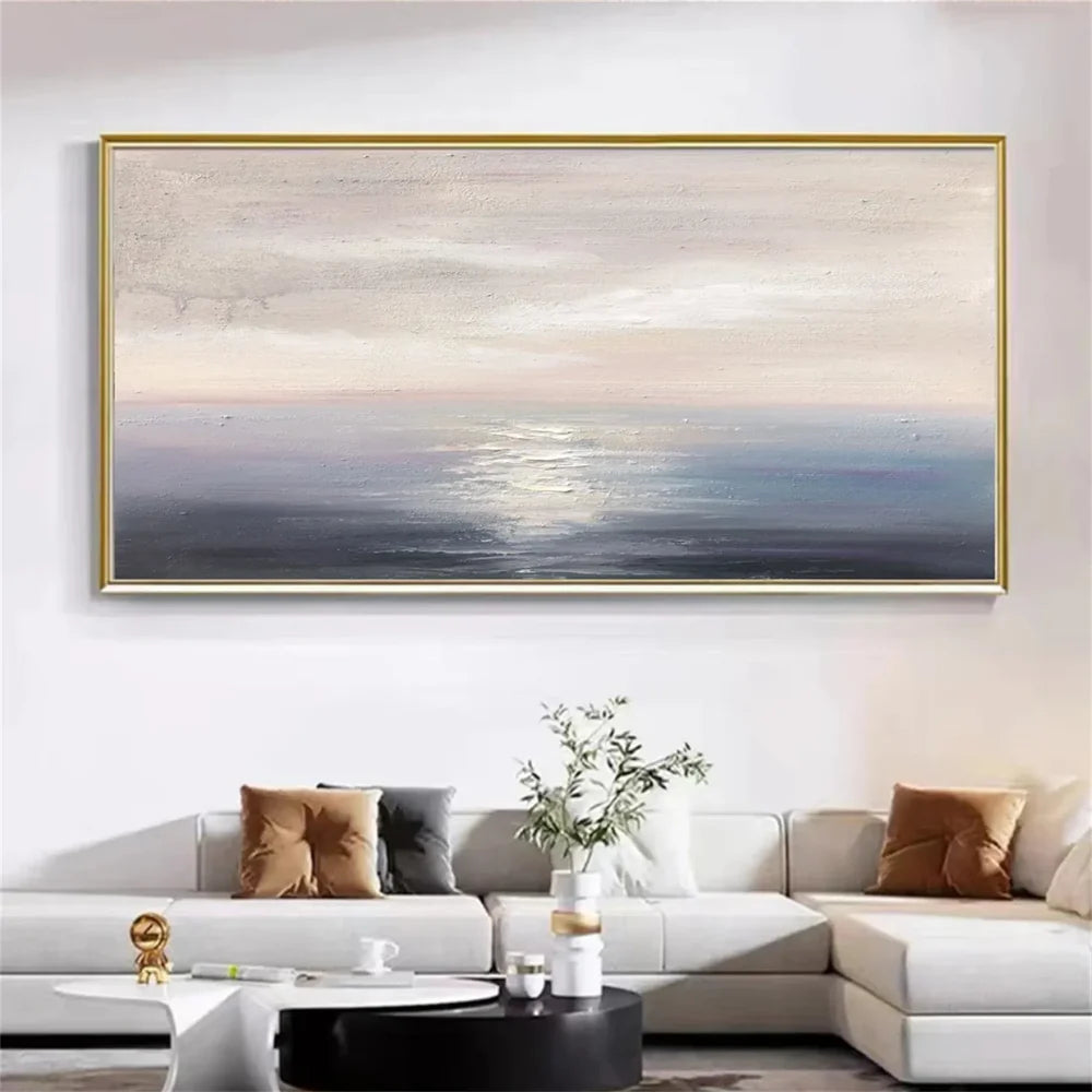 Abstract Ocean And Sky Textured Canvas Art #OC055