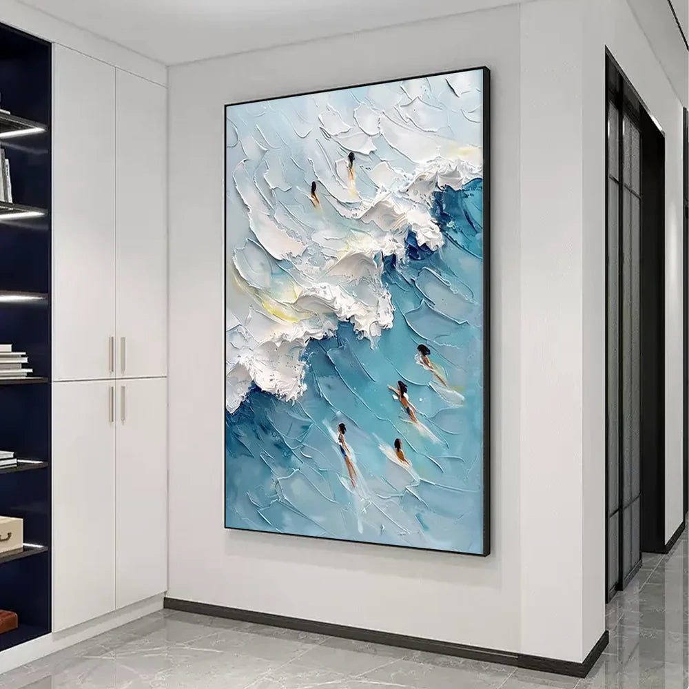 Swimming Sport Textured Canvas Painting #PB024