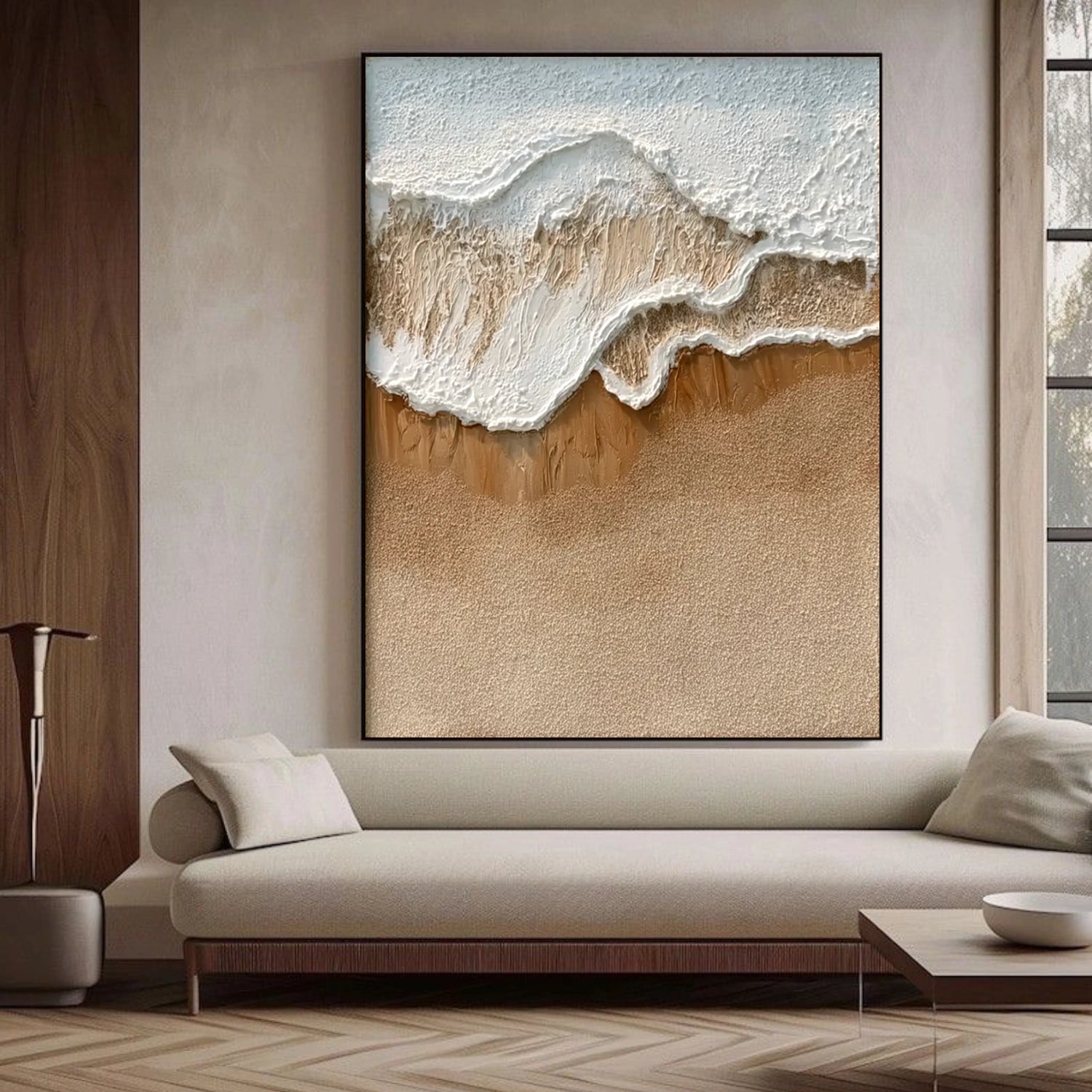 Minimalist Ocean And Sky Textured Canvas Art #OC142