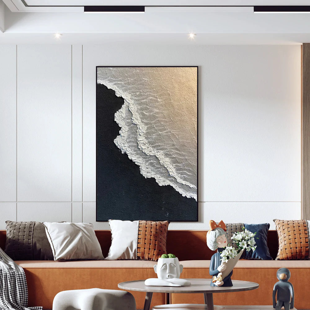 Minimalist Ocean And Sky Textured Canvas Art #OC041