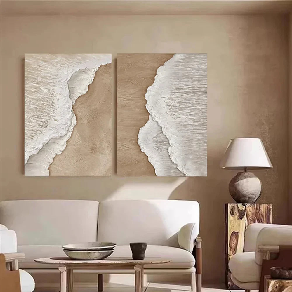 Minimalist Ocean And Sky Textured Canvas Art Set of 2 #OC004