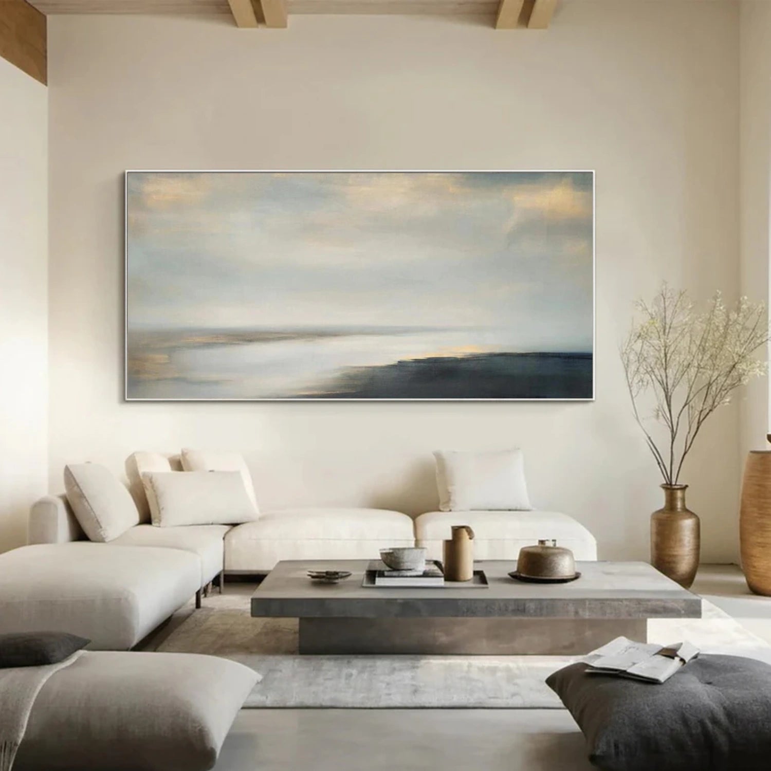 Abstract Ocean And Sky Canvas Art #OC076