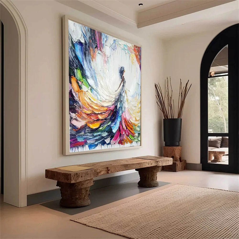 Colorful Abstract Portrait Textured Wall Art # LA014