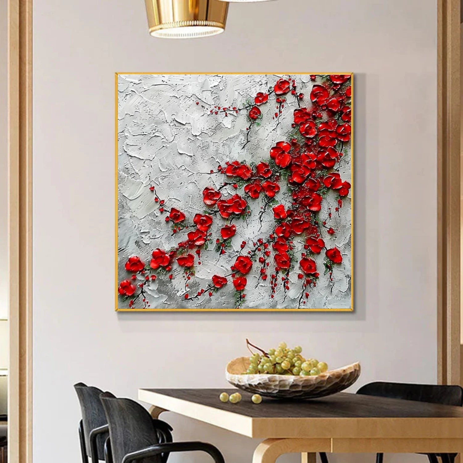 Minimalist Flower And Tree Textured Canvas Art #MF119