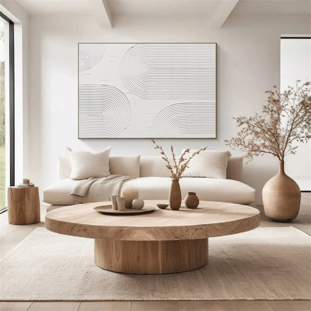 White Minimalist Textured Wall Art #WM070