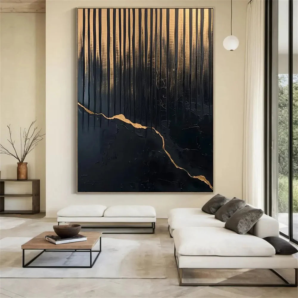 Black Minimalist Textured Canvas Art #WZ069