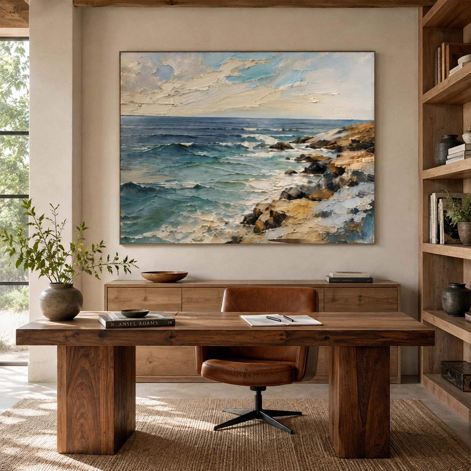 Abstract Ocean And Sky Textured Canvas Art #OC208