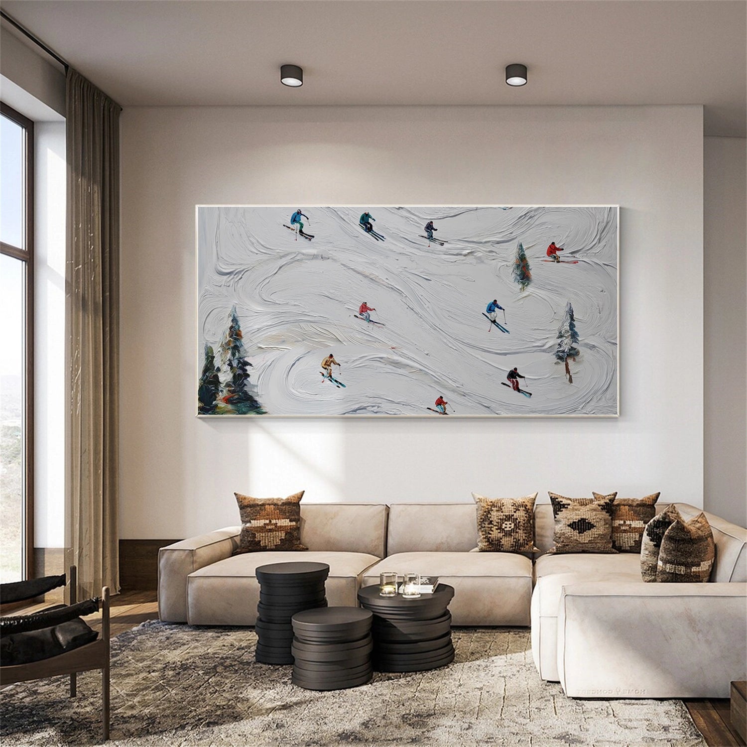 Skiing Sport Textured Canvas Painting #PB069