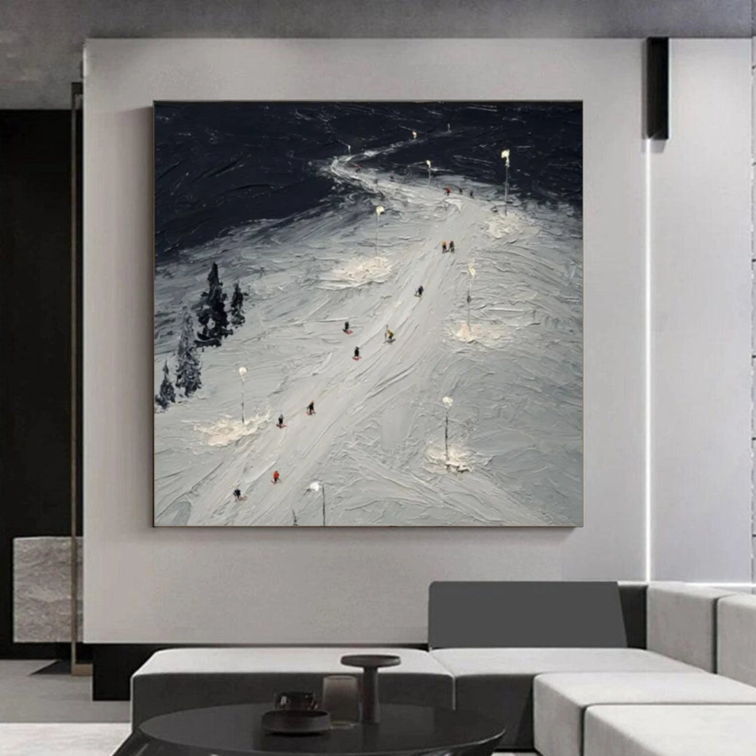 Skiing Sport Textured Canvas Painting #PB036