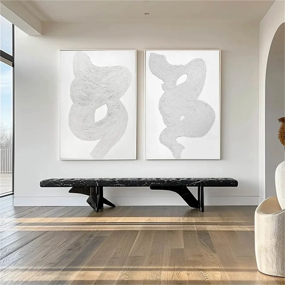 White Minimalist Wall Art Set of 2 #WM044