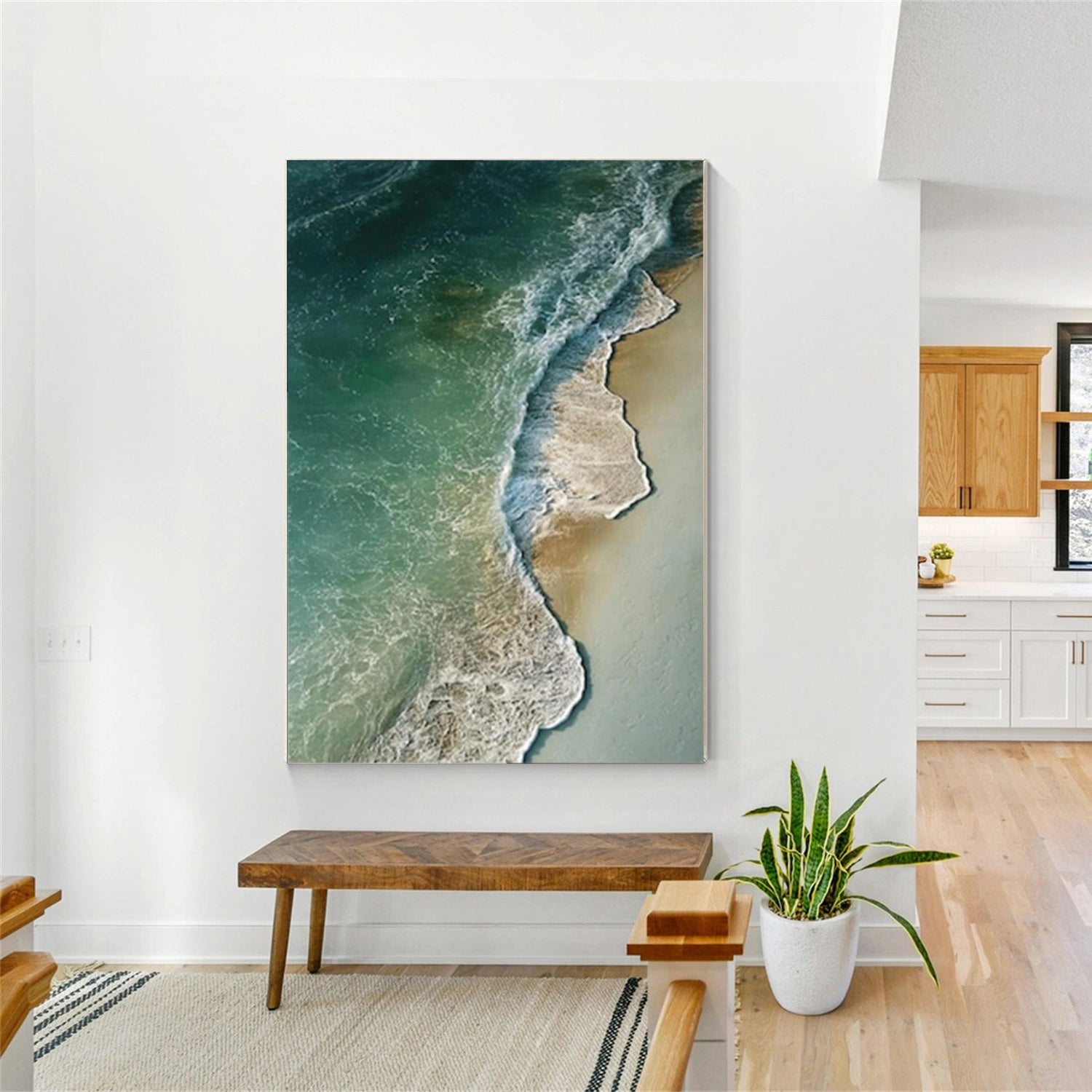 Abstract Ocean And Sky Textured Canvas Art #OC129