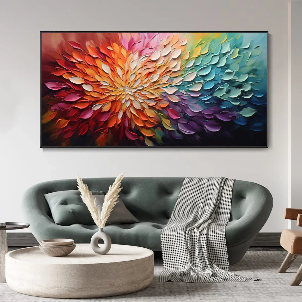 Colorful Abstract Flower And Tree Textured Canvas Art #MF052