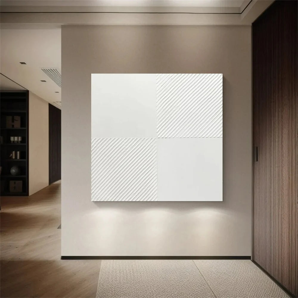 White Minimalist Textured Wall Art #WM078