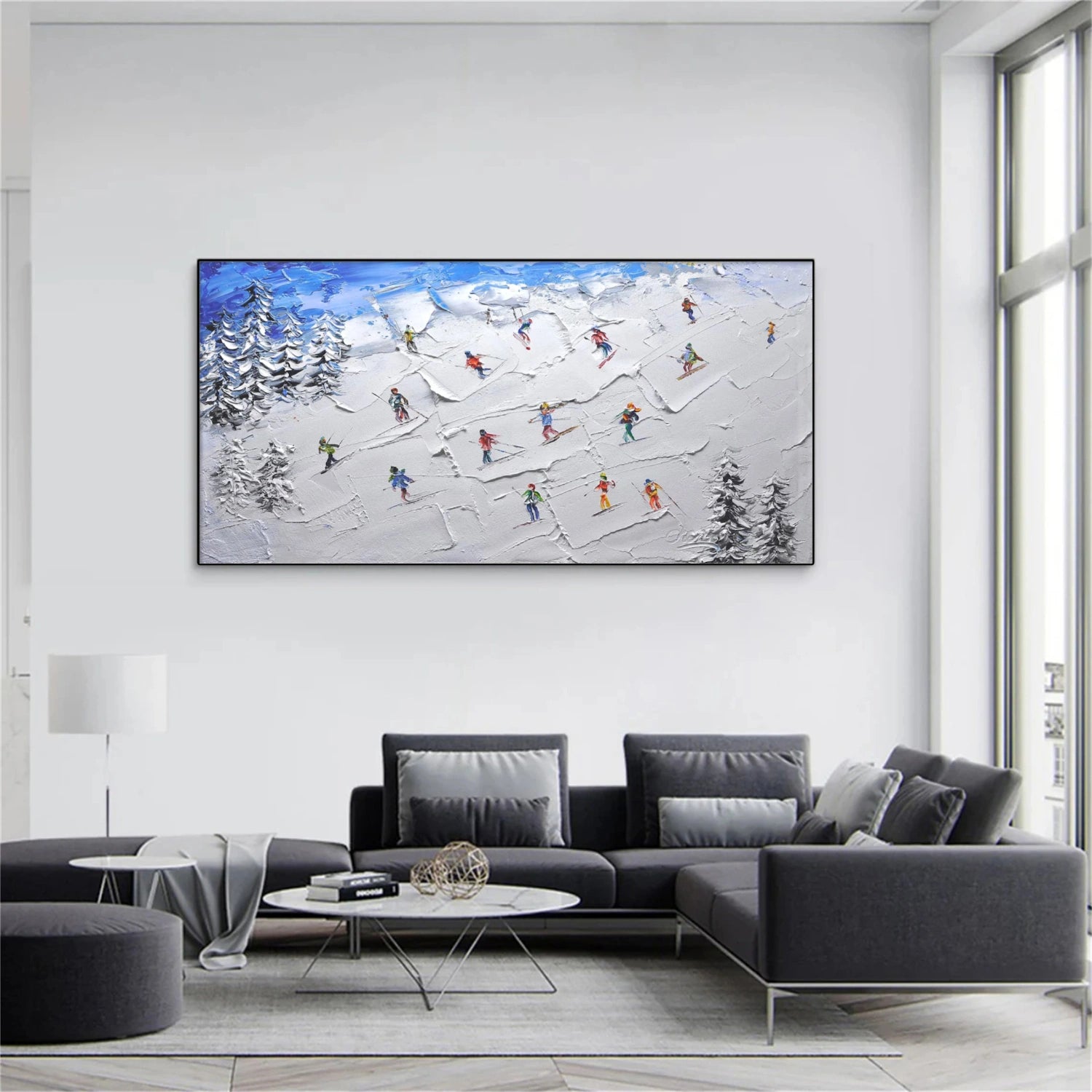 Skiing Sport Textured Canvas Painting #PB050