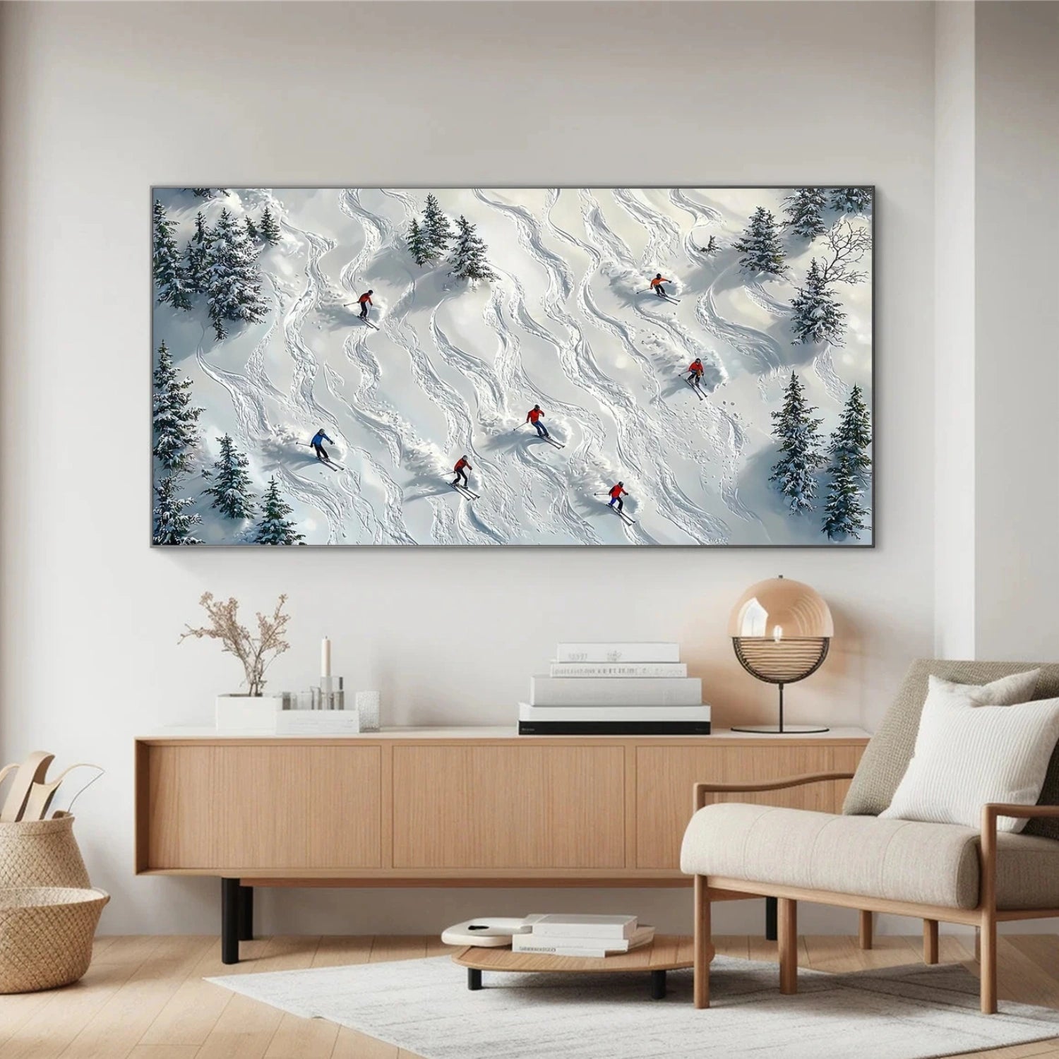 Skiing Sport Textured Canvas Painting #PB061