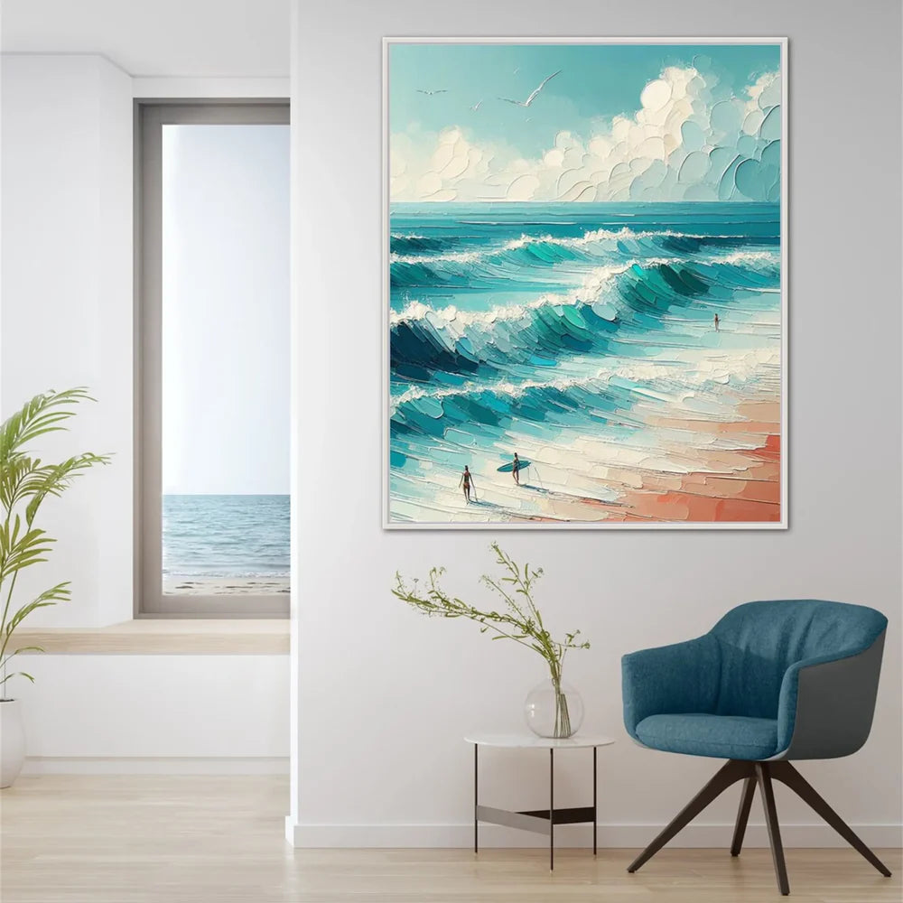 Surfing Sport Textured Canvas Painting #PB026