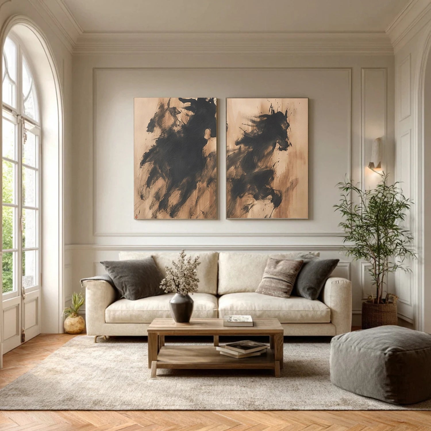 Abstract Animal Horse Canvas Art Set of 2 #DW119