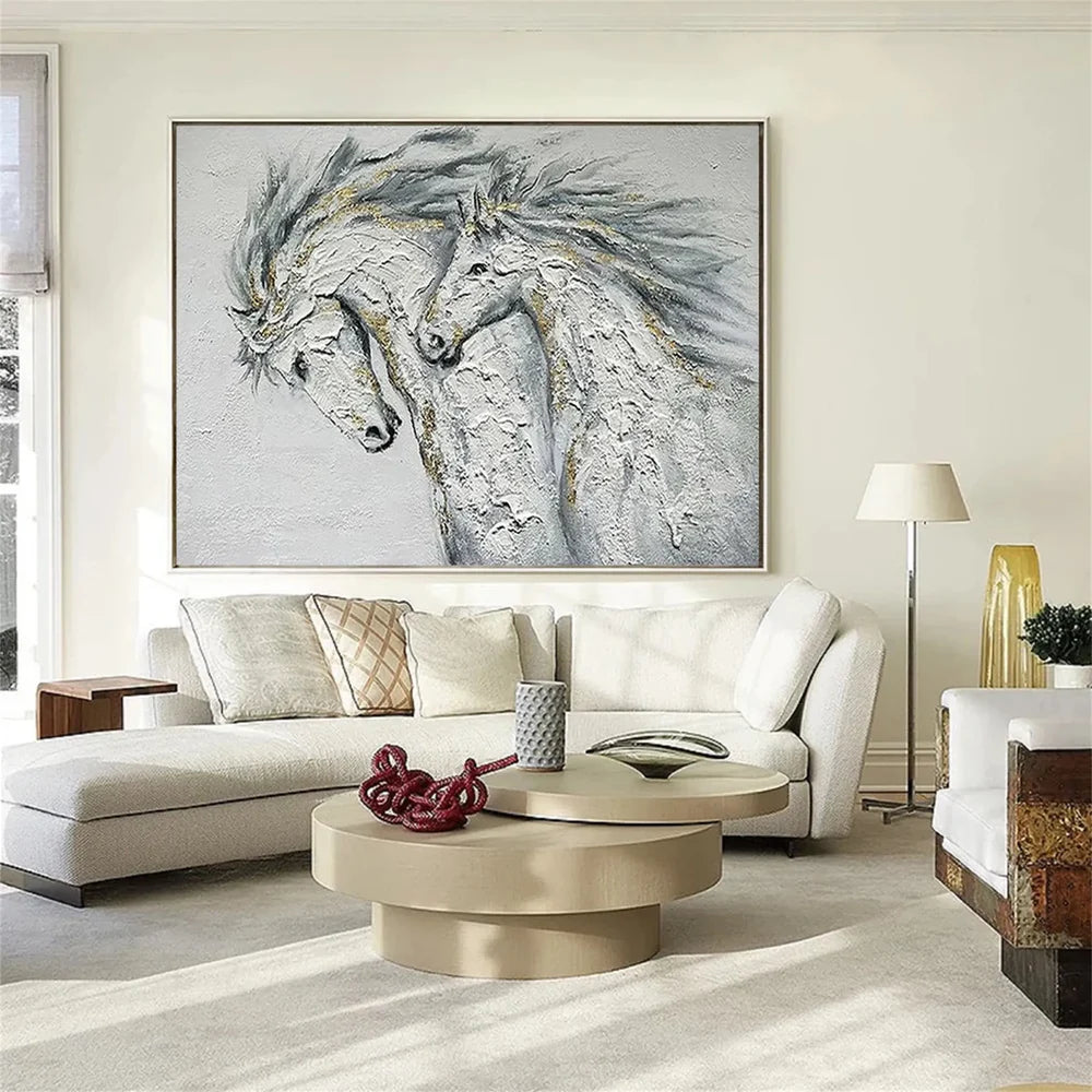 Abstract Animal Horse Textured Canvas Art #DW044