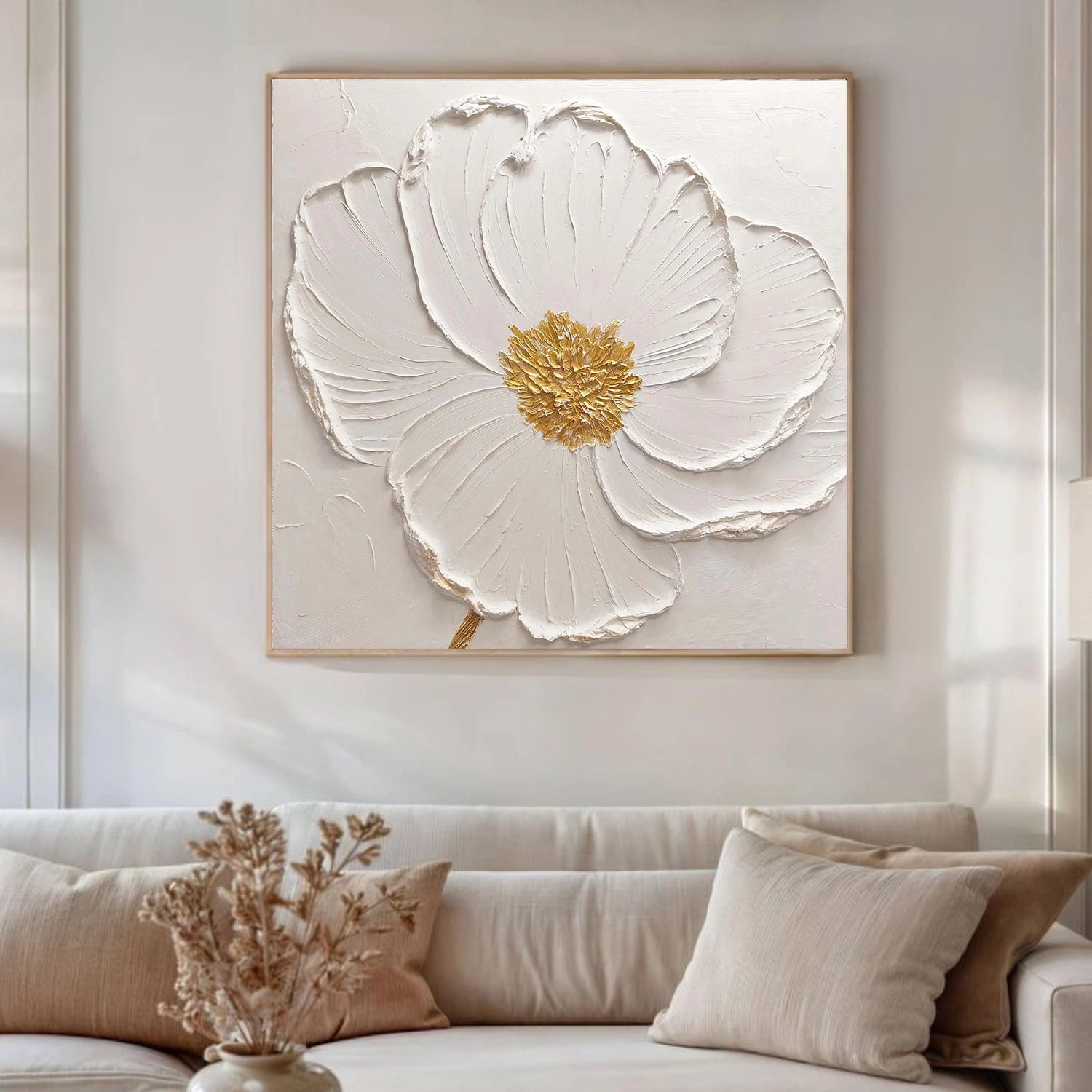 Minimalist Flower And Tree Textured Canvas Art #MF126