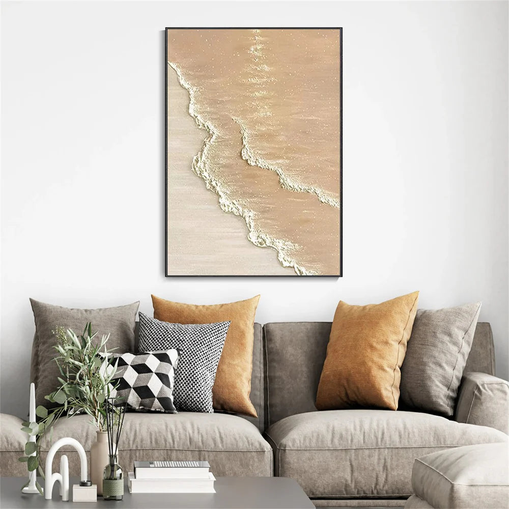 Abstract Ocean And Sky Textured Canvas Art #OC040