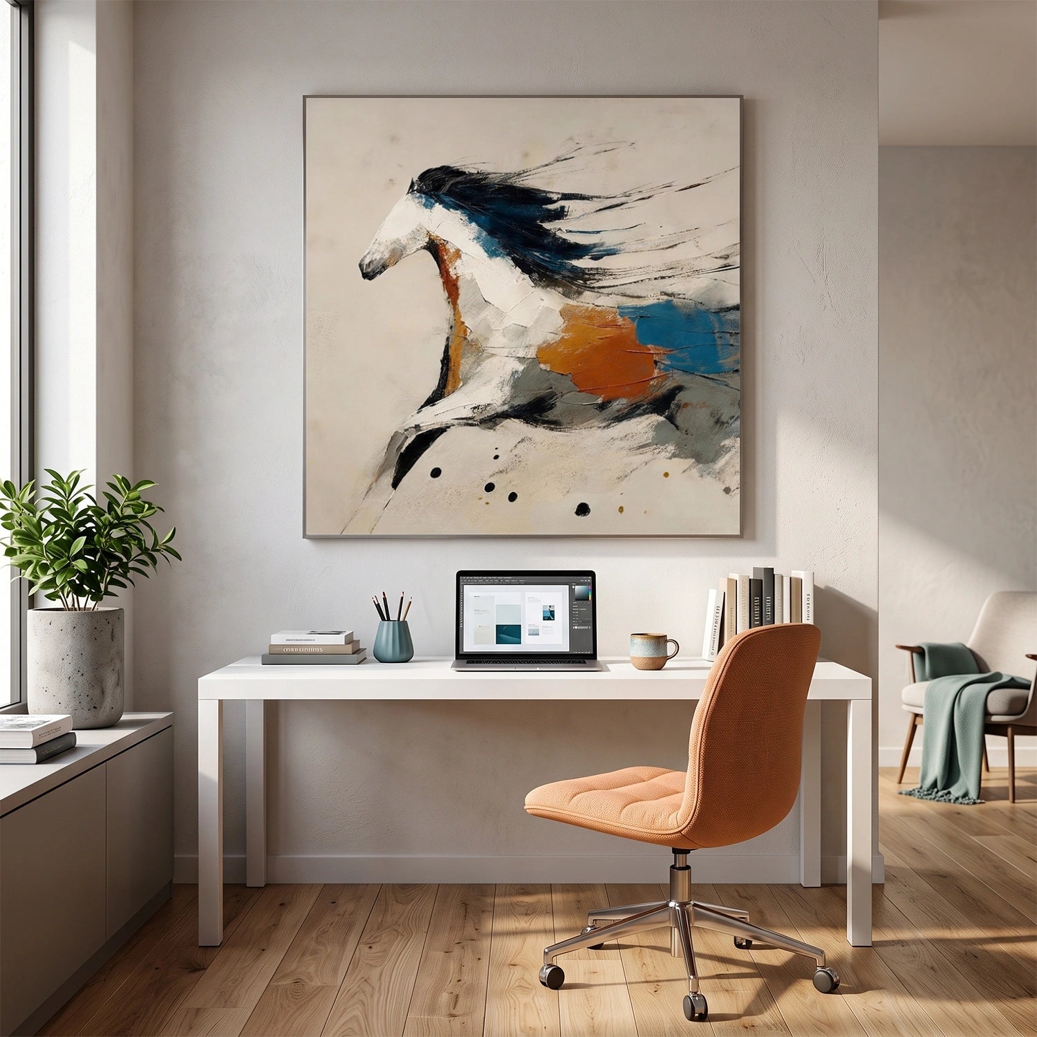 Abstract Animal Horse Canvas Art #DW144