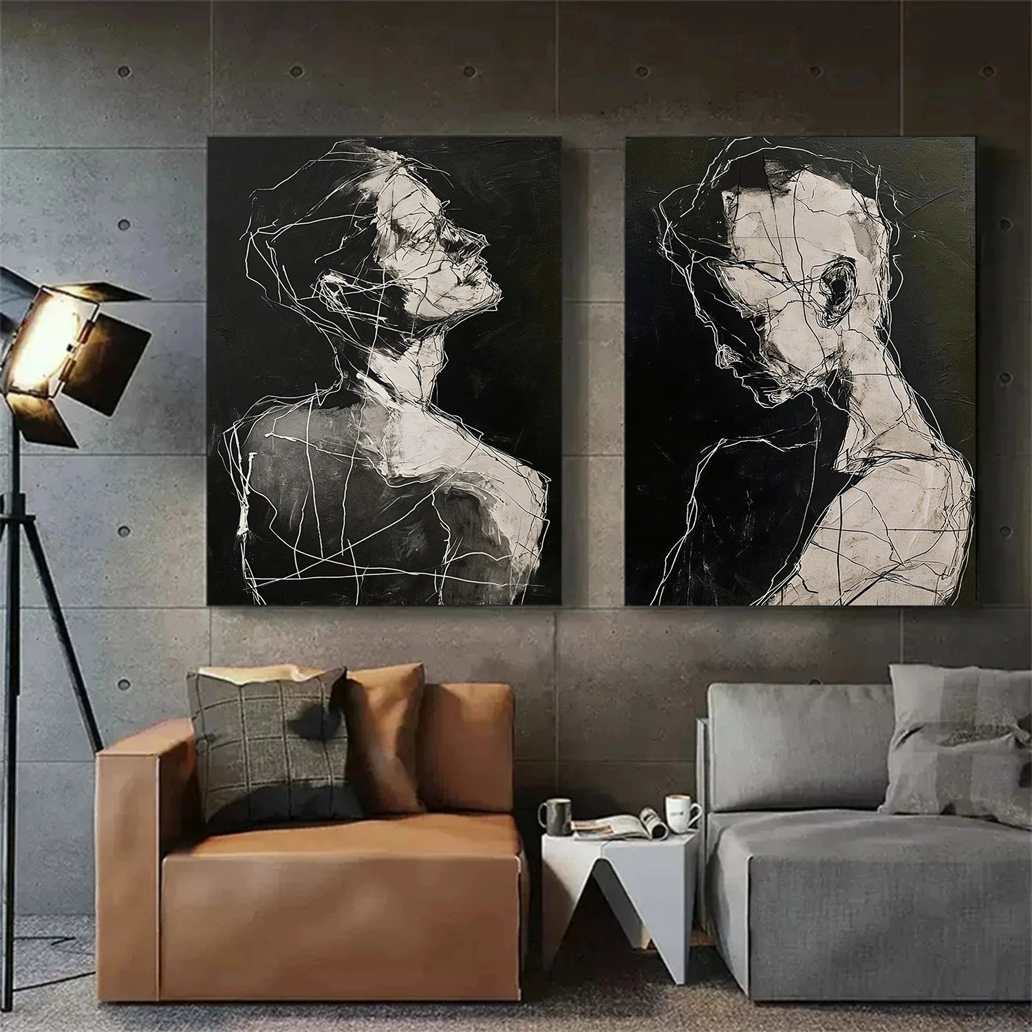 Abstract Portrait Wall Art Set of 2 #LA070