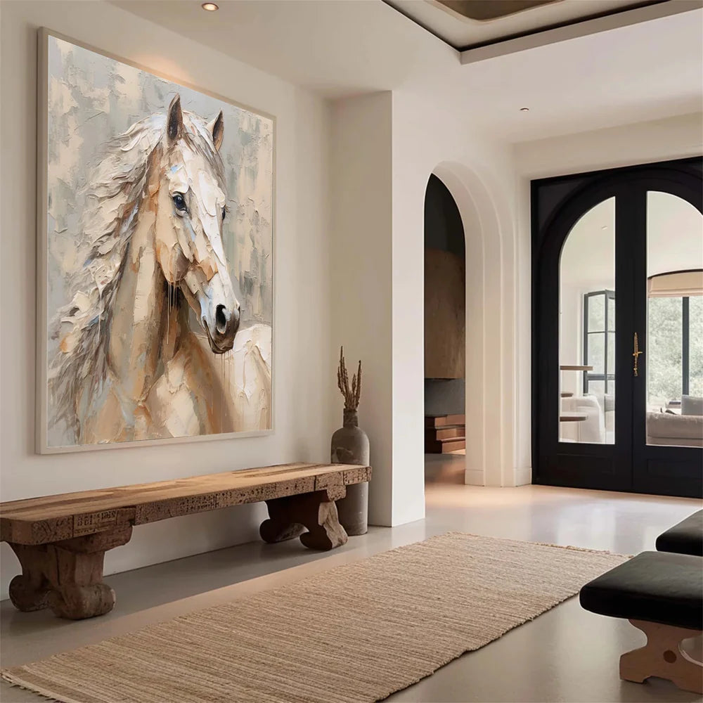 Abstract Animal Horse Textured Canvas Art #DW015