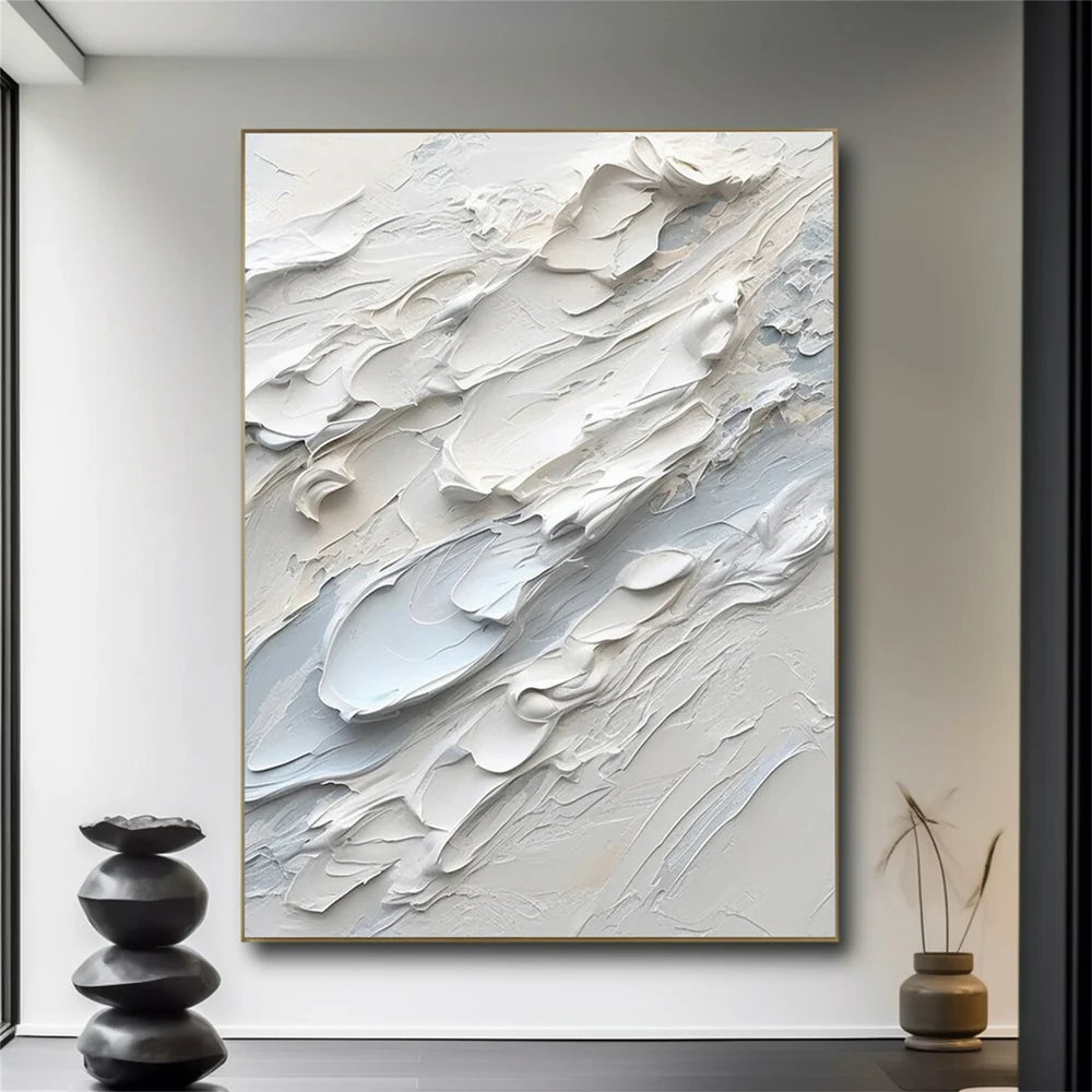 White Minimalist Textured Wall Art #WM049