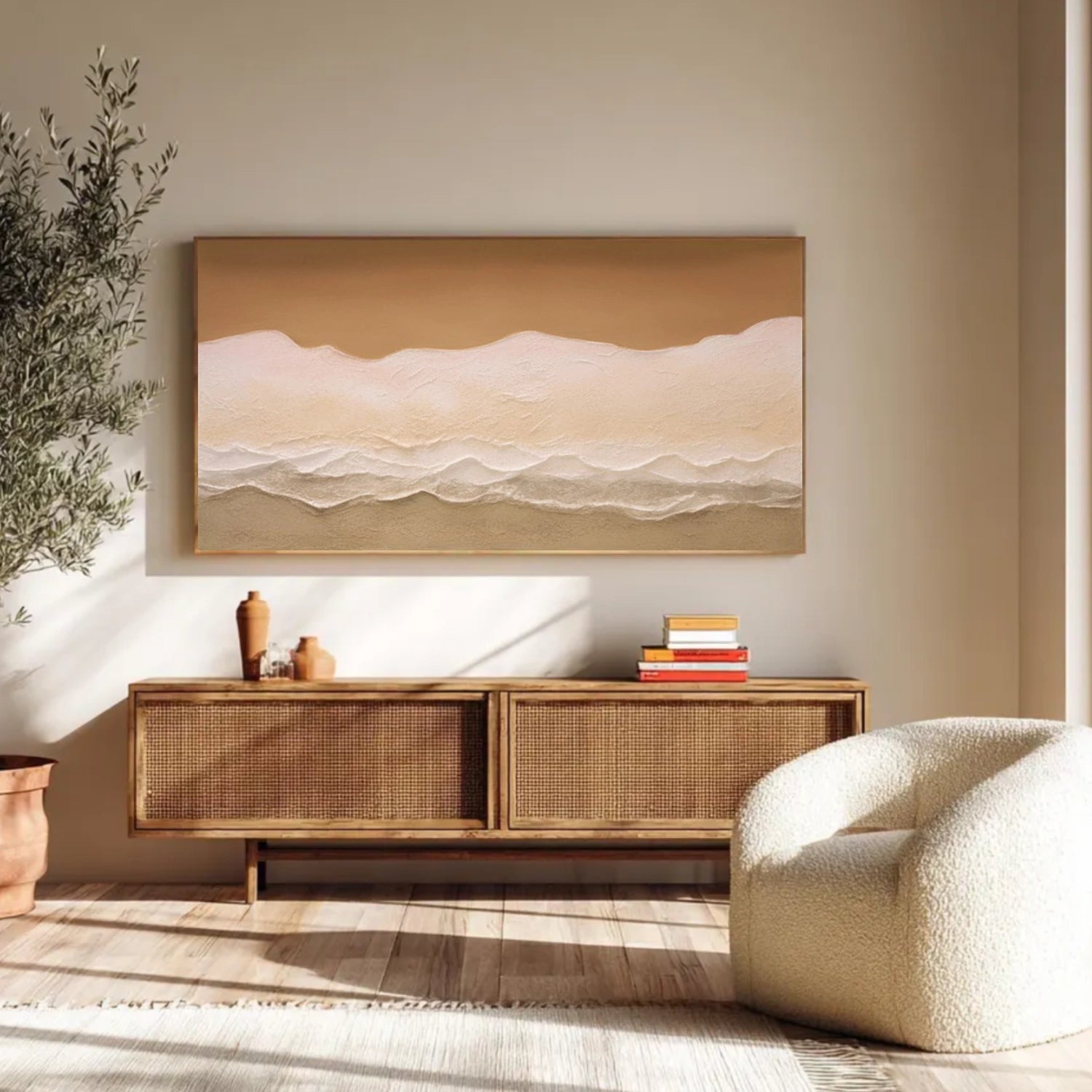 Minimalist Ocean And Sky Textured Canvas Art #OC179