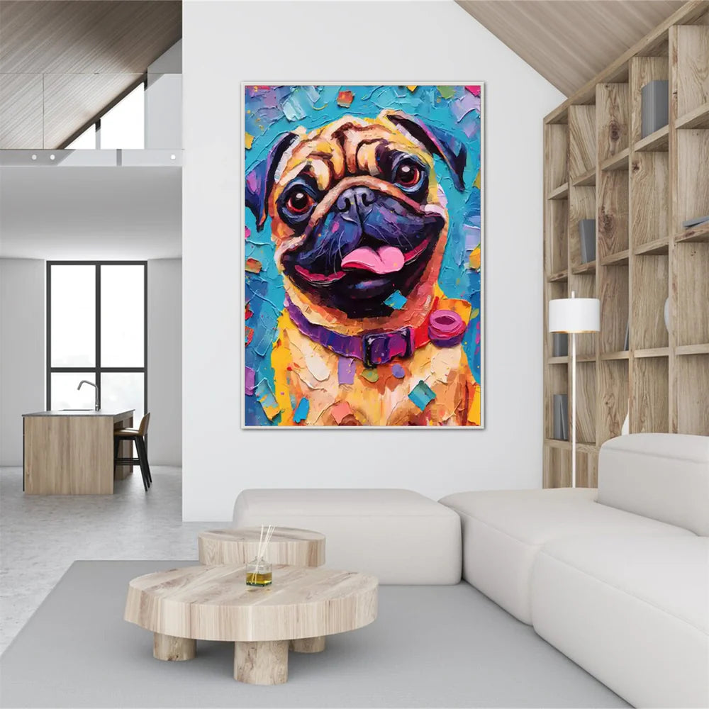 Colorful Abstract Animal Dog Textured Canvas Art #DW062