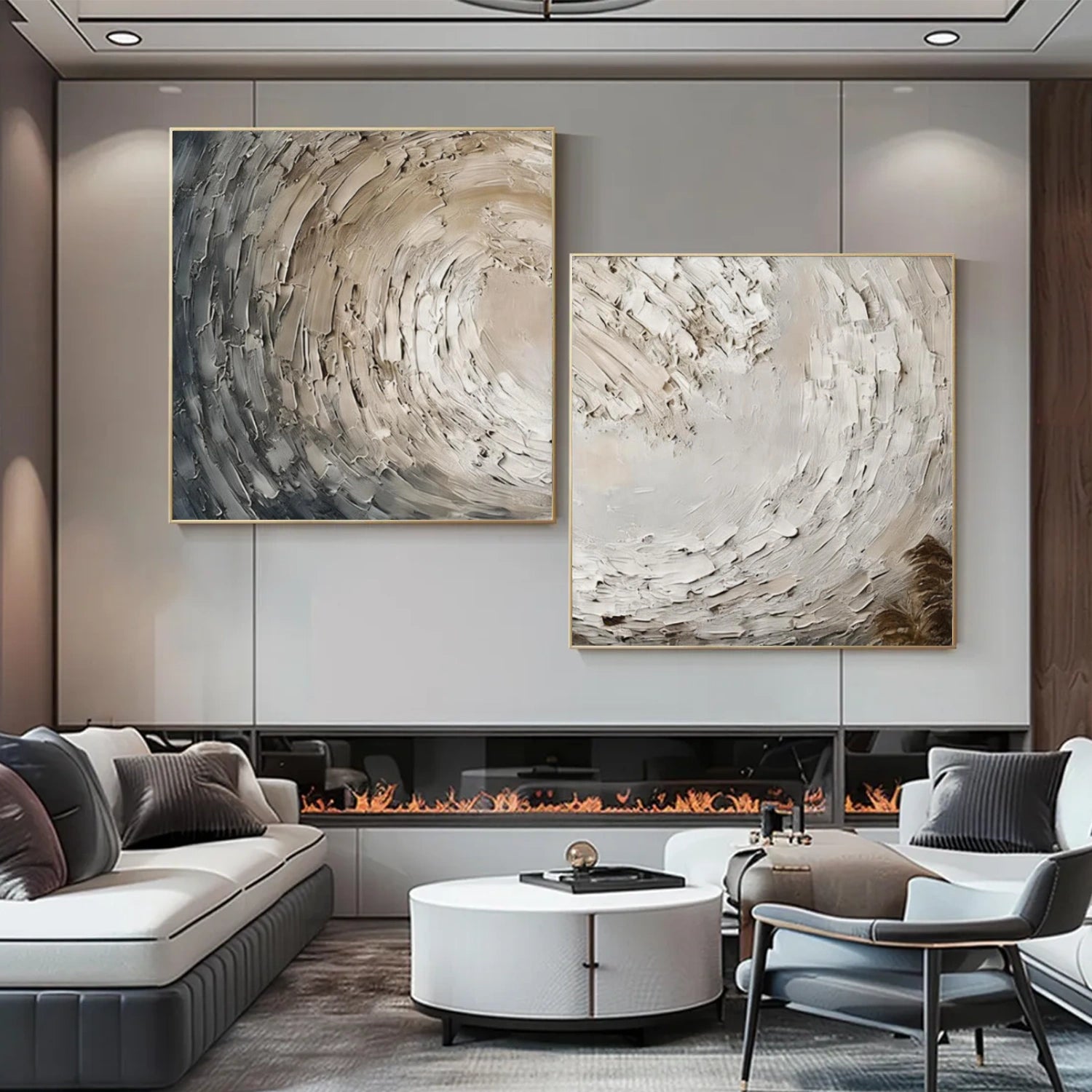 Abstract Ocean And Sky Textured Canvas Art #OC160